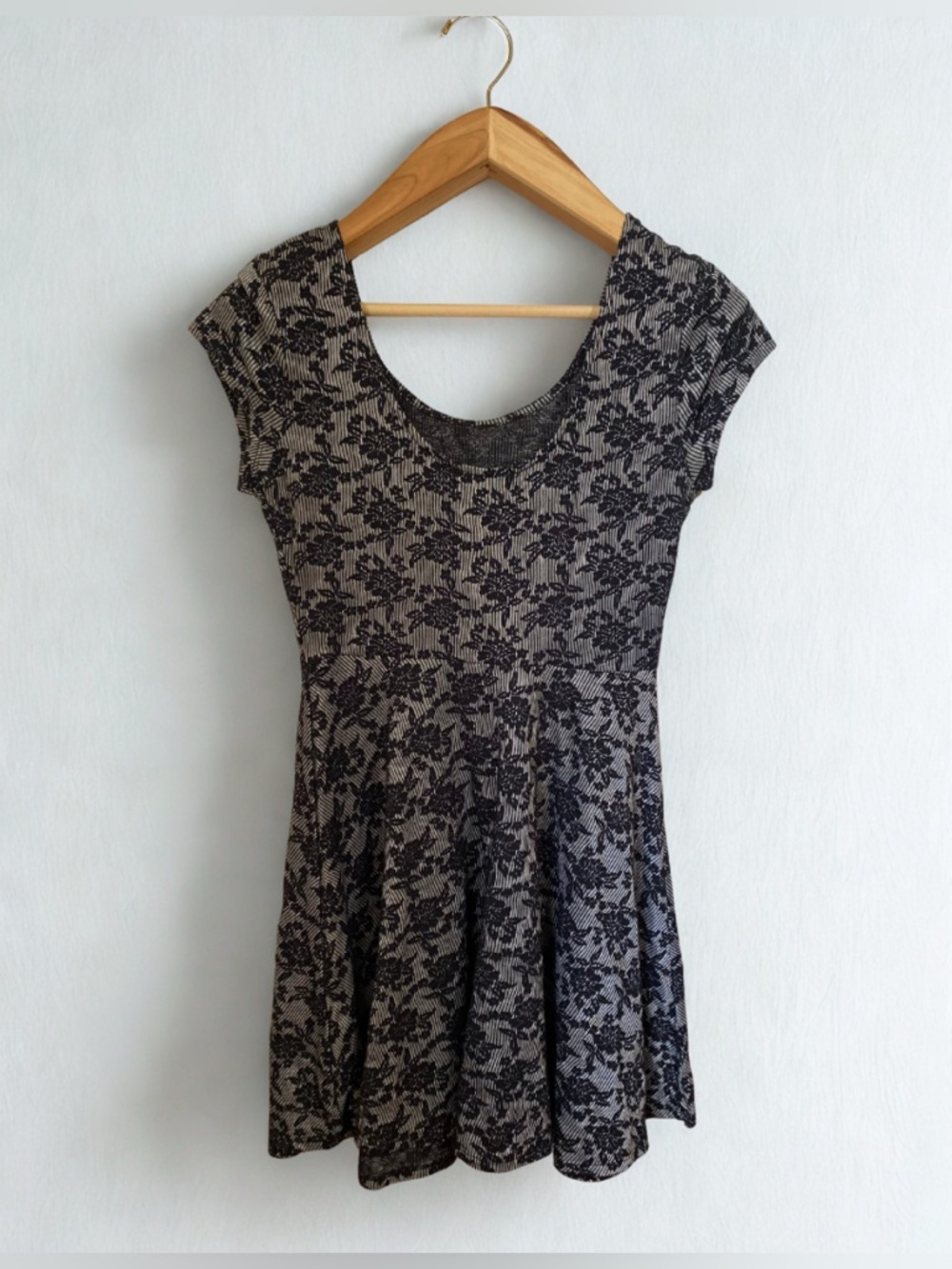 Forever 21 Whimsigoth Rosette Black Striped Black Skater Dress